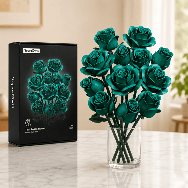 Green Rose Bouquet Kit – 12 green roses DIY building blocks assembled by Petaloo