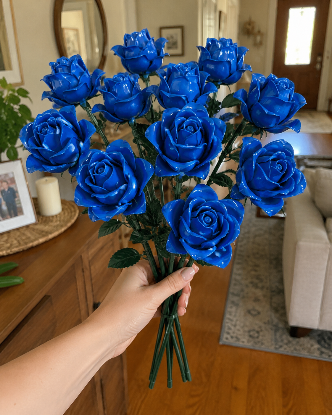Blue Rose Bouquet Kit – close-up detail of blue rose building blocks by Petaloo