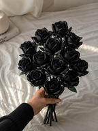 Black Rose Bouquet Kit – close-up detail of black rose building blocks by Petaloo