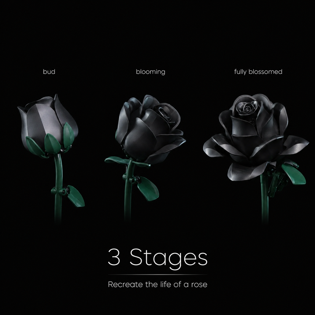 Black Rose Bouquet Kit – lifestyle display dark dramatic rose bouquet by Petaloo