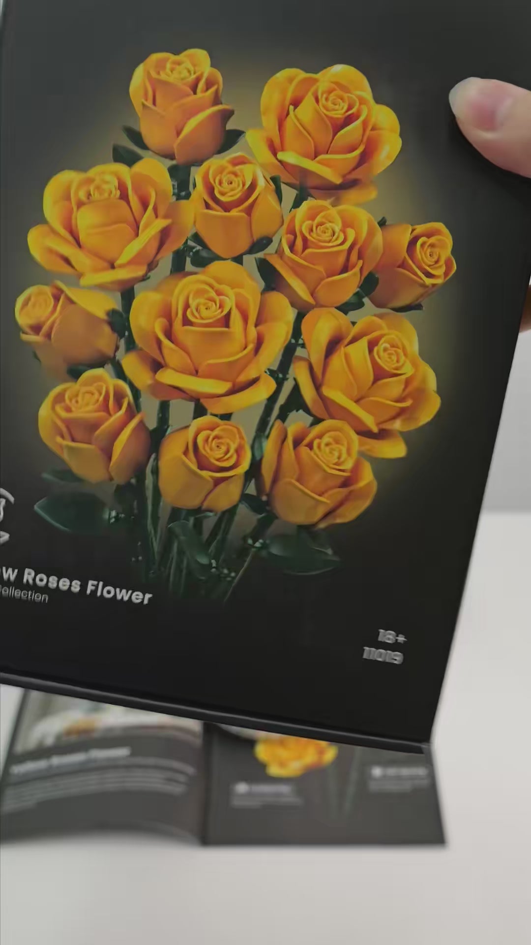 Video of the Yellow Rose Bouquet Kit - twelve yellow roses built by hand from 585 blocks, shown finished and in detail. The friendship rose that never wilts.