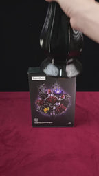 Video of the Gothic Bouquet Kit - a dark mixed bouquet of black and deep red roses and purple blossoms, built by hand from 831 blocks and shown finished.