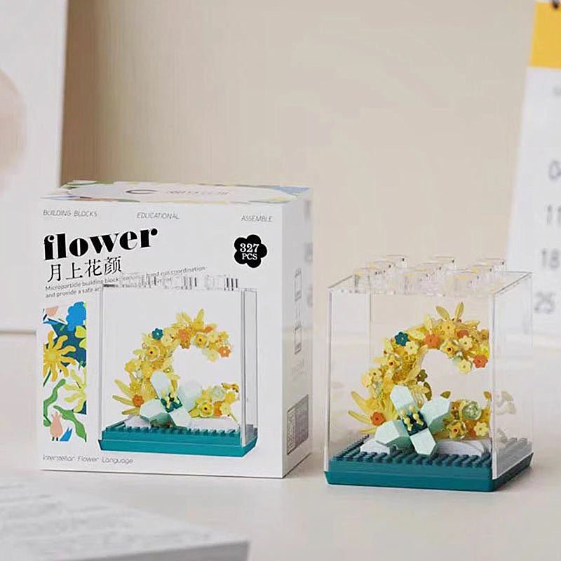 Yellow Wildflower Wreath DIY acrylic flower building block kit - Petaloo