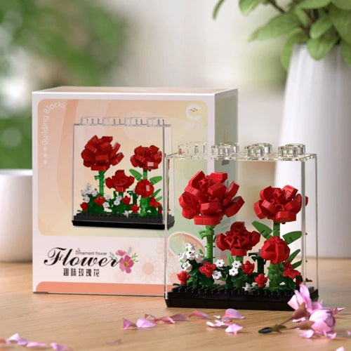 Petaloo Acrylic Bloom Box – Yellow Tulip DIY flower building blocks in clear display