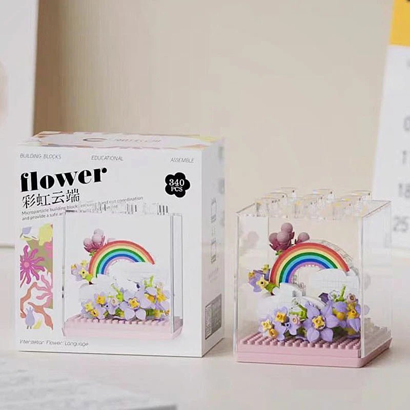 Rainbow Cloud Garden DIY acrylic flower building block kit - Petaloo