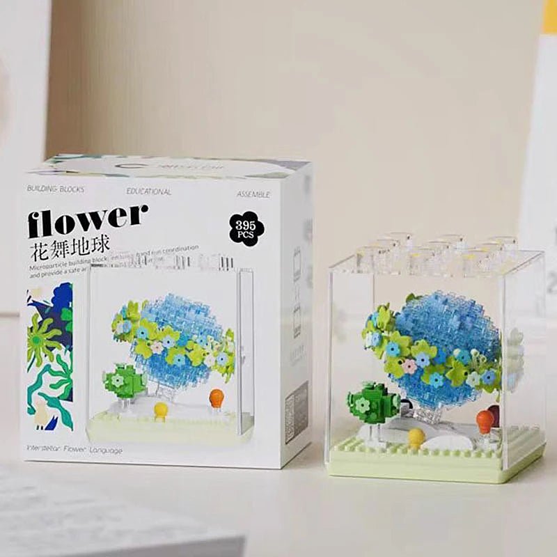 Blue Hydrangea Globe DIY acrylic flower building block kit - Petaloo