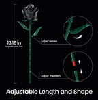 Black rose stem diagram - 13.19 in tall with adjustable leaves and stem length