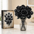 Black Rose Bouquet Kit – 12 black roses DIY building blocks assembled by Petaloo