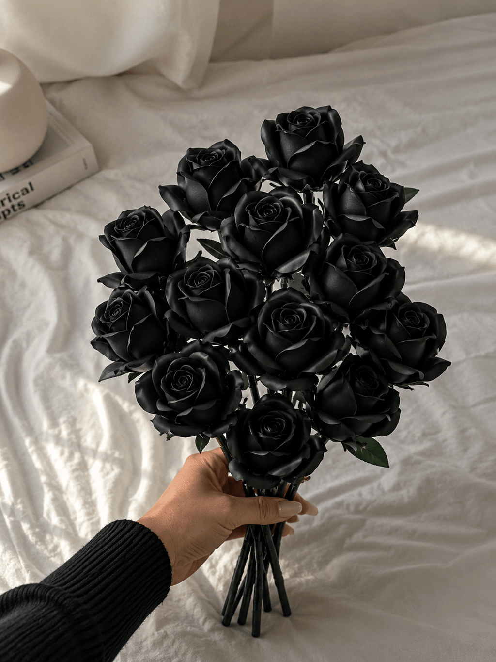 Black Rose Bouquet Kit – close-up detail of black rose building blocks by Petaloo