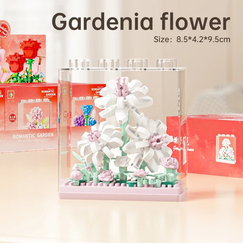 Gardenia building blocks in acrylic display frame – Petaloo