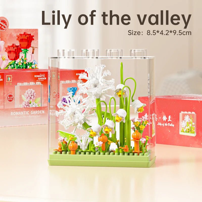 Lily of the Valley building blocks in display frame – Petaloo Bloom Display Kit