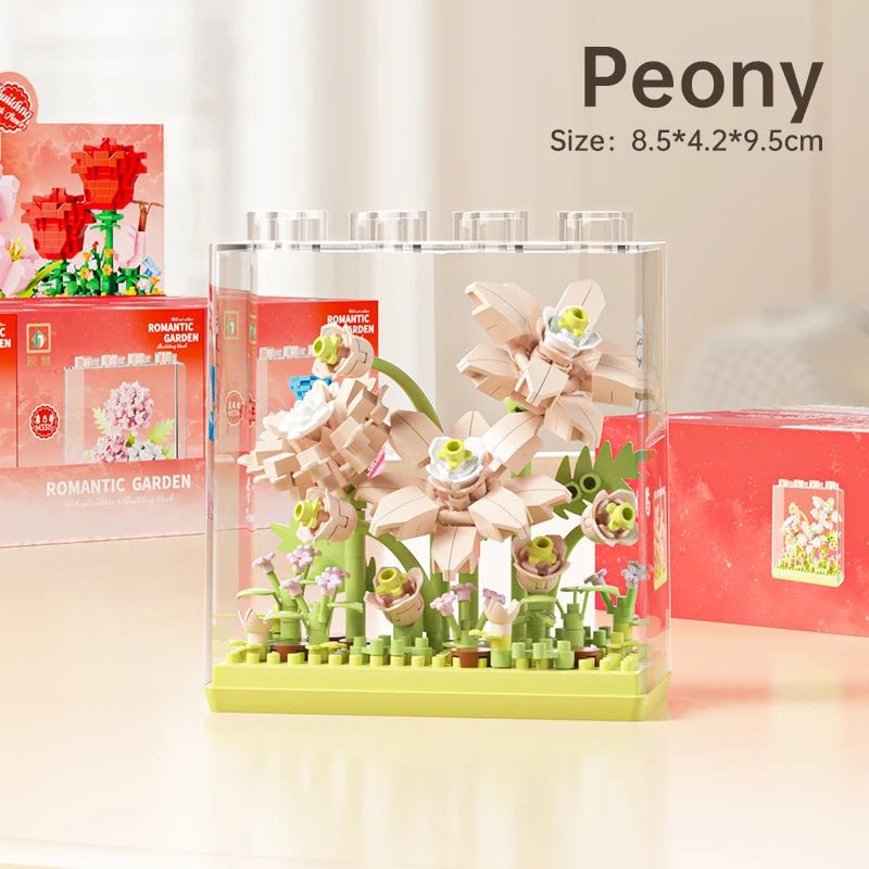 Peony building blocks in acrylic display frame – Petaloo