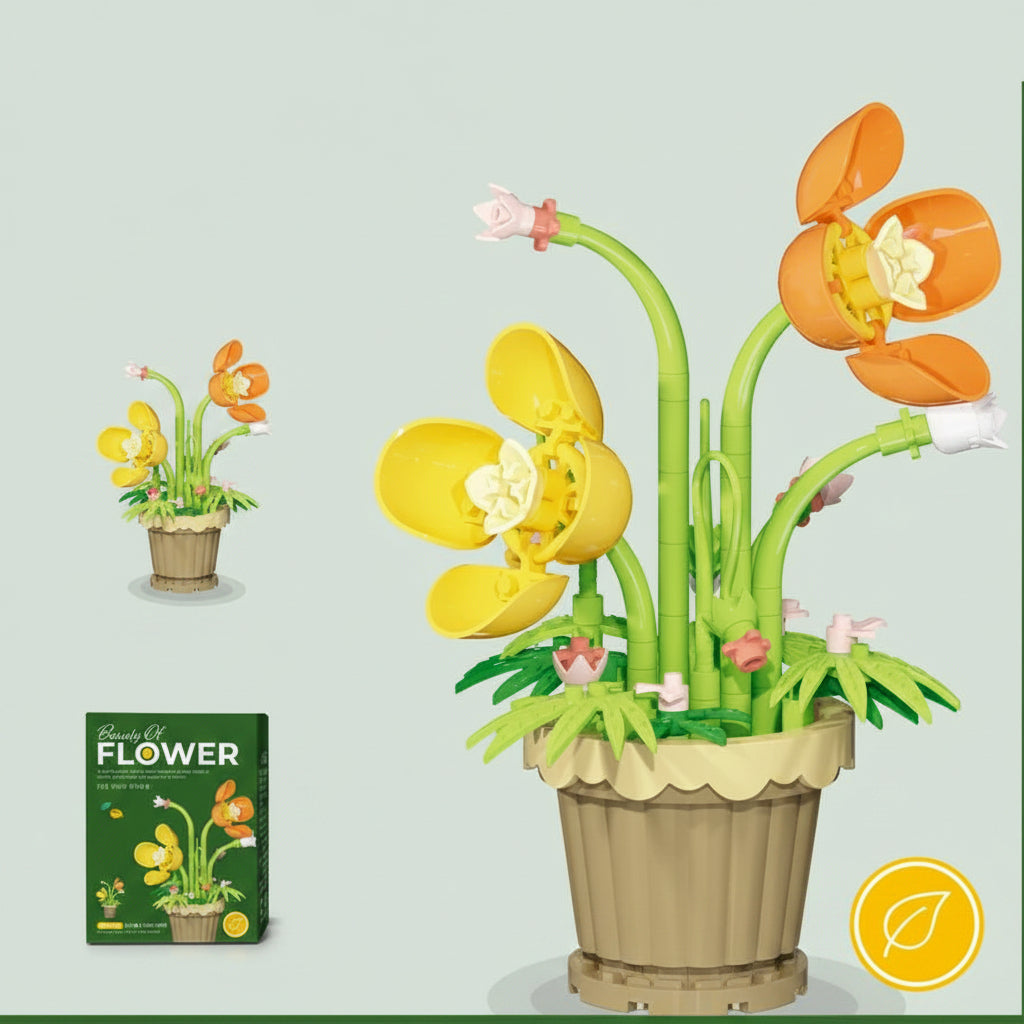 White Lily building blocks in flower pot – Blooming Garden Kit by Petaloo