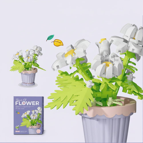 White Lily building blocks in flower pot – Blooming Garden Kit by Petaloo