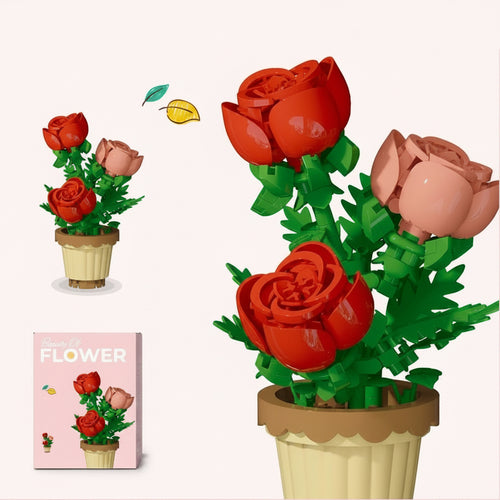 White Lily building blocks in flower pot – Blooming Garden Kit by Petaloo