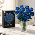 Blue Rose Bouquet Kit – 12 blue roses DIY building blocks assembled by Petaloo