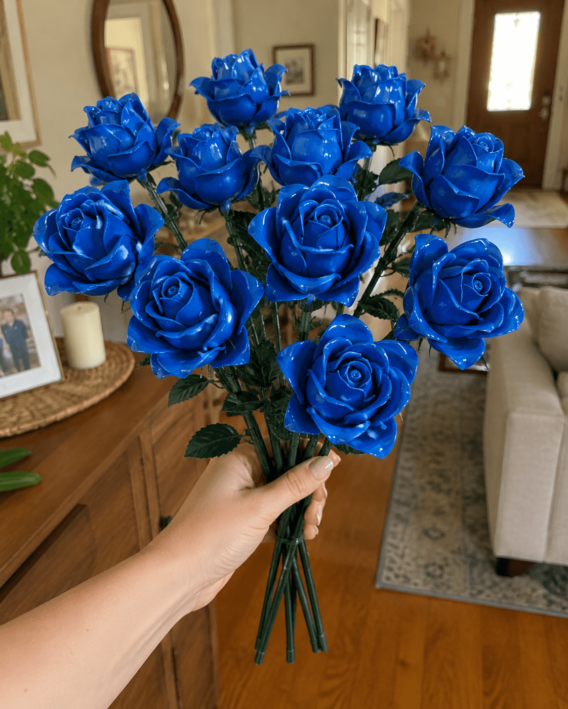 Blue Rose Bouquet Kit – close-up detail of blue rose building blocks by Petaloo