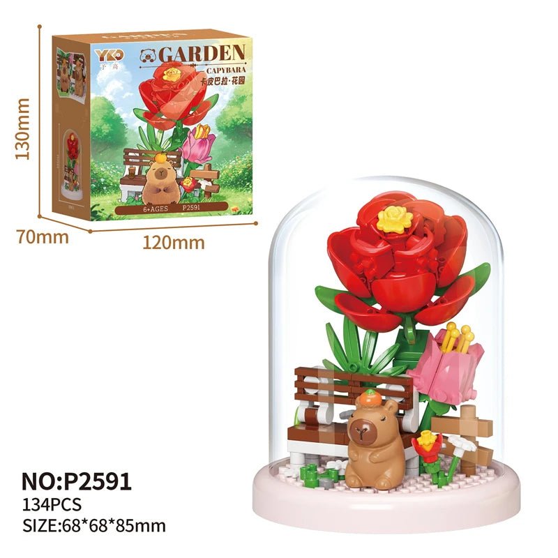 Red Rose Garden Capybara DIY building blocks kit – Petaloo