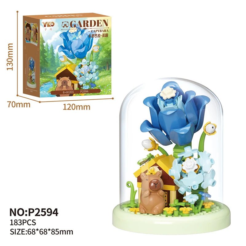 Blue Rose Garden Capybara DIY building blocks kit – Petaloo