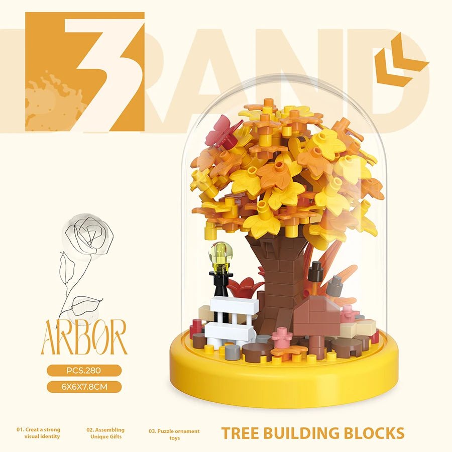 Autumn Orange Treehouse building blocks in glass dome – Petaloo