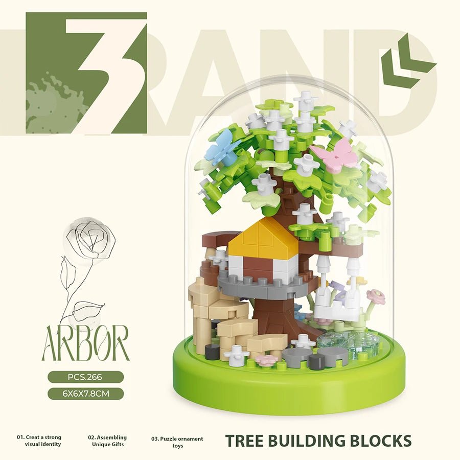 Spring Green Treehouse building blocks in glass dome – Petaloo