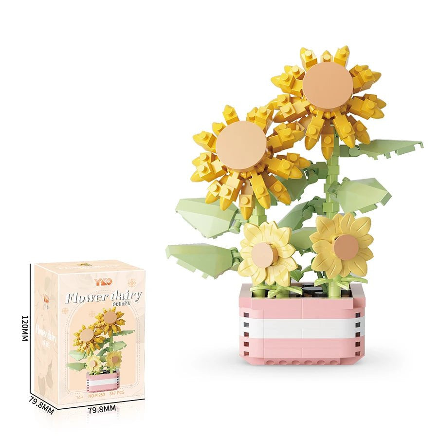 Sunflower DIY flower building block kit - Petaloo
