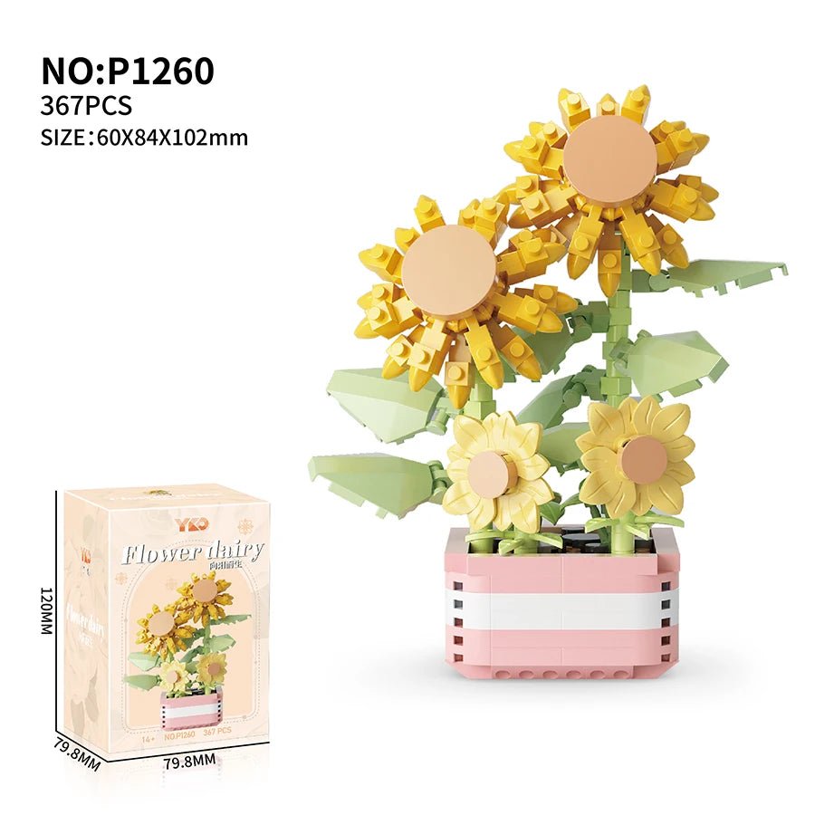 Sunflower DIY flower building block kit - Petaloo