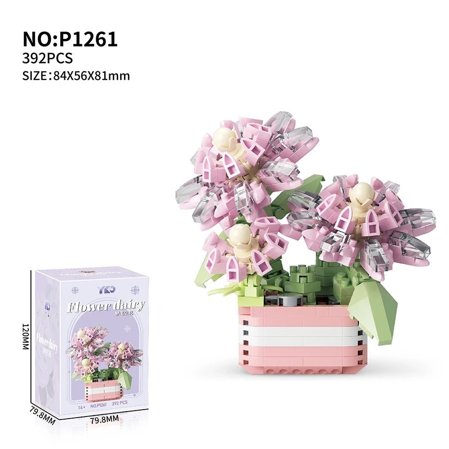 Pink Hydrangea DIY flower building block kit - Petaloo