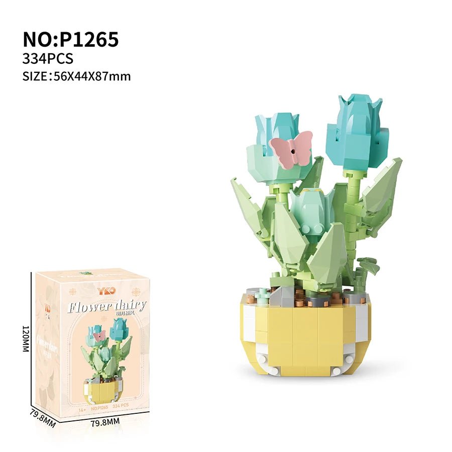 Blue Tulip DIY flower building block kit - Petaloo