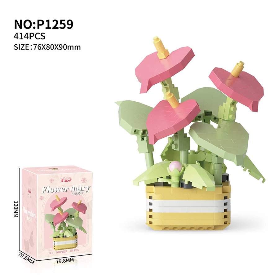 Pink Camellia DIY flower building block kit - Petaloo
