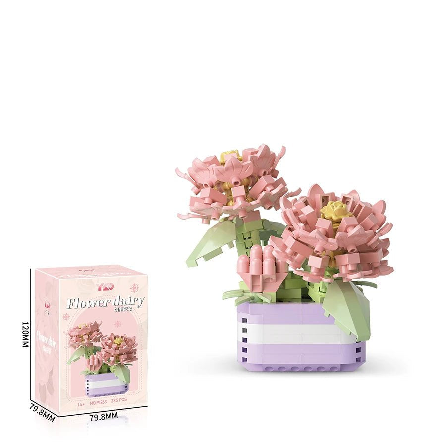 Pink Chrysanthemum DIY flower building block kit - Petaloo