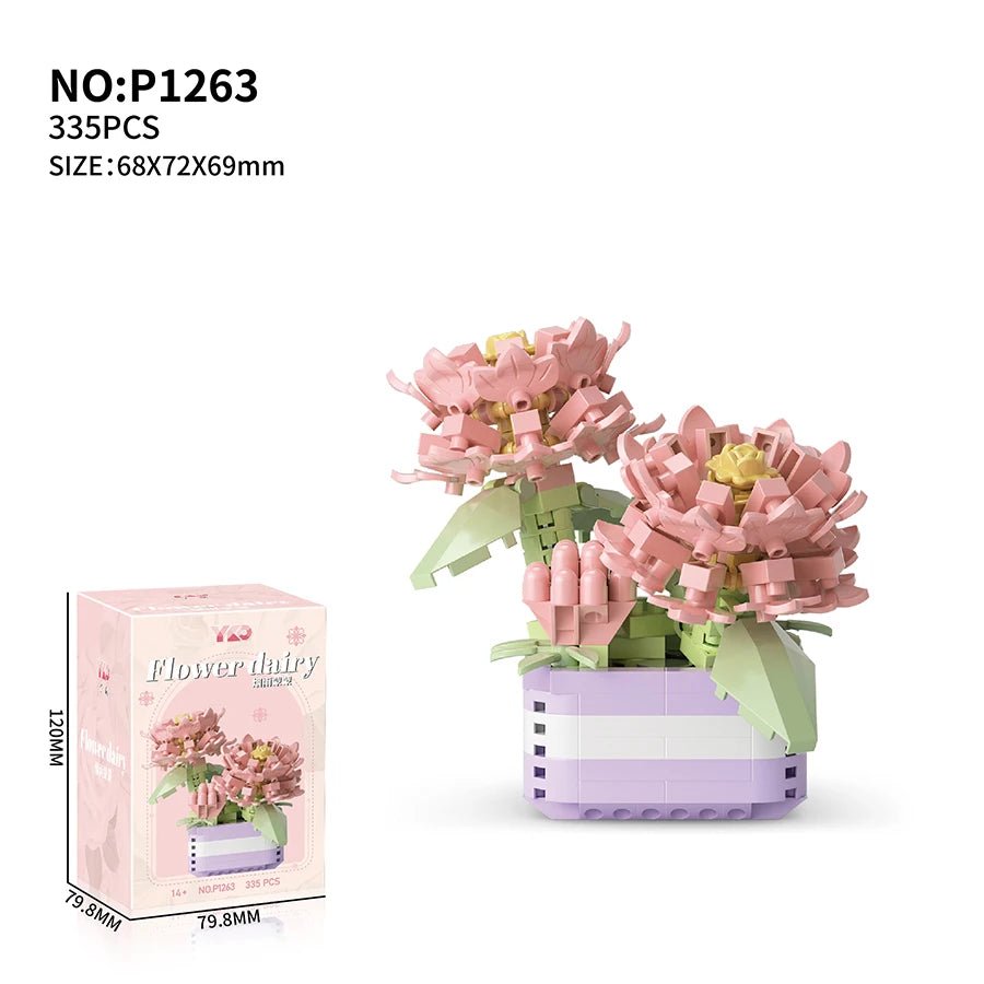 Pink Chrysanthemum DIY flower building block kit - Petaloo