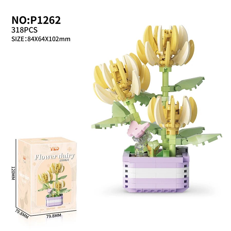 Yellow Magnolia DIY flower building block kit - Petaloo