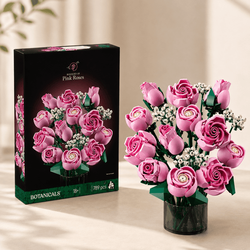 Pink Rose Bouquet Kit DIY building blocks – 12 roses 789 pieces – Petaloo