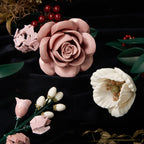 Close-up of a pink rose and white bloom built from interlocking pieces - Petaloo
