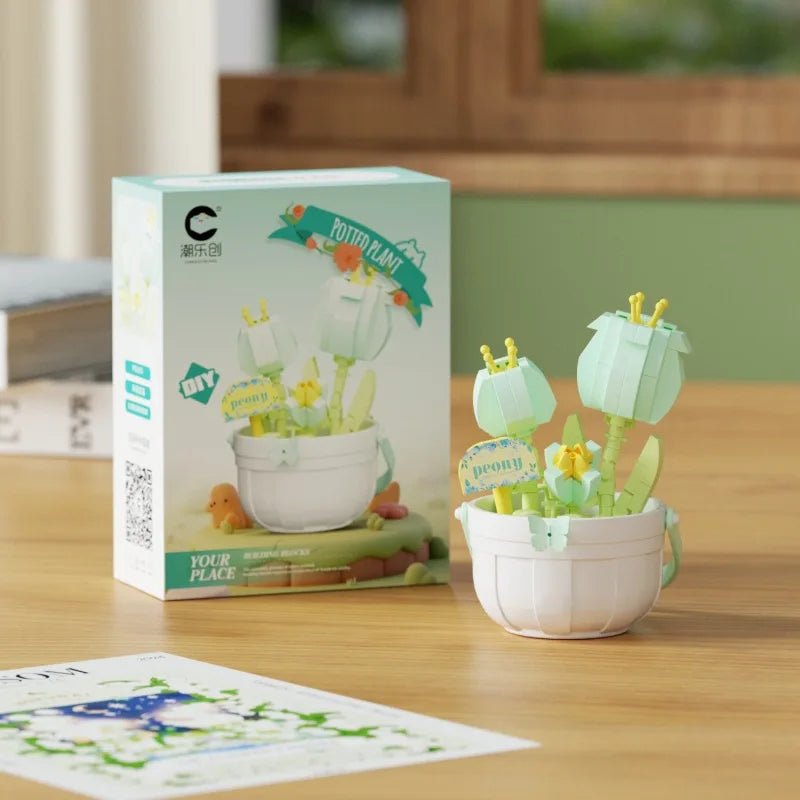 Blue Tulip DIY potted flower building block kit - Petaloo