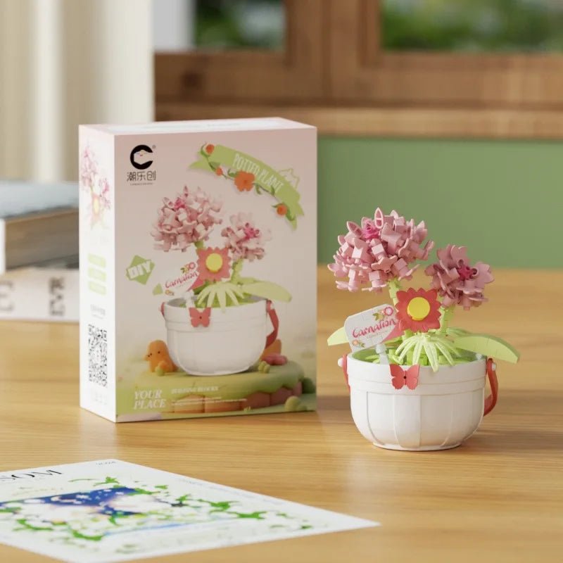 Pink Meadow DIY potted flower building block kit - Petaloo