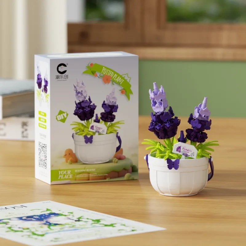 Purple Lavender DIY potted flower building block kit - Petaloo