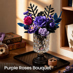 Purple rose bouquet displayed in a glass vase as home decor - Petaloo
