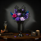 Purple rose bouquet built from blocks, in a black vase - gothic flowers that never wilt - Petaloo
