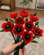 Red Poppy Bouquet Kit – close-up detail of red poppy building blocks by Petaloo