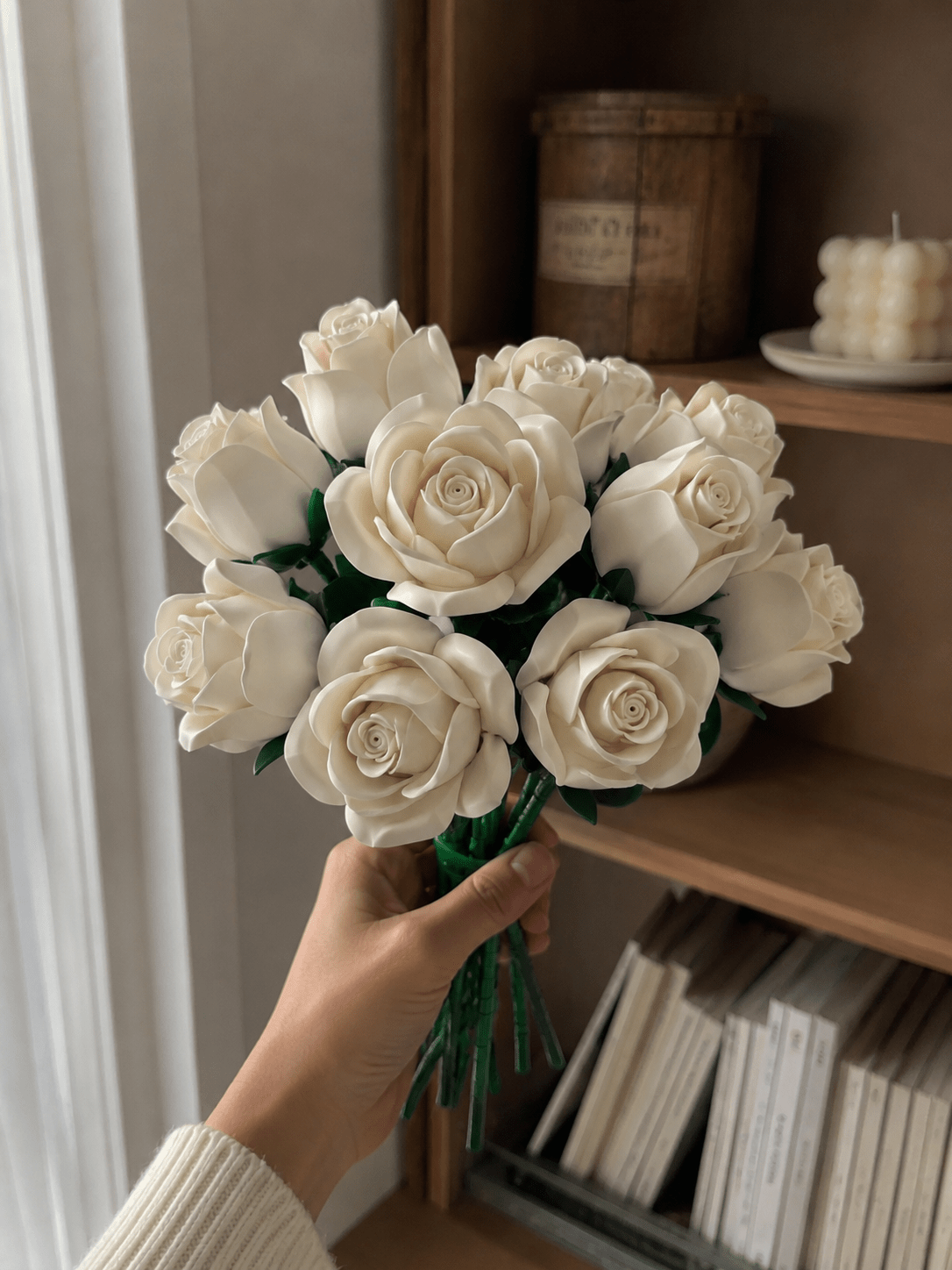 White Rose Bouquet Kit – gift packaging DIY flower building blocks by Petaloo