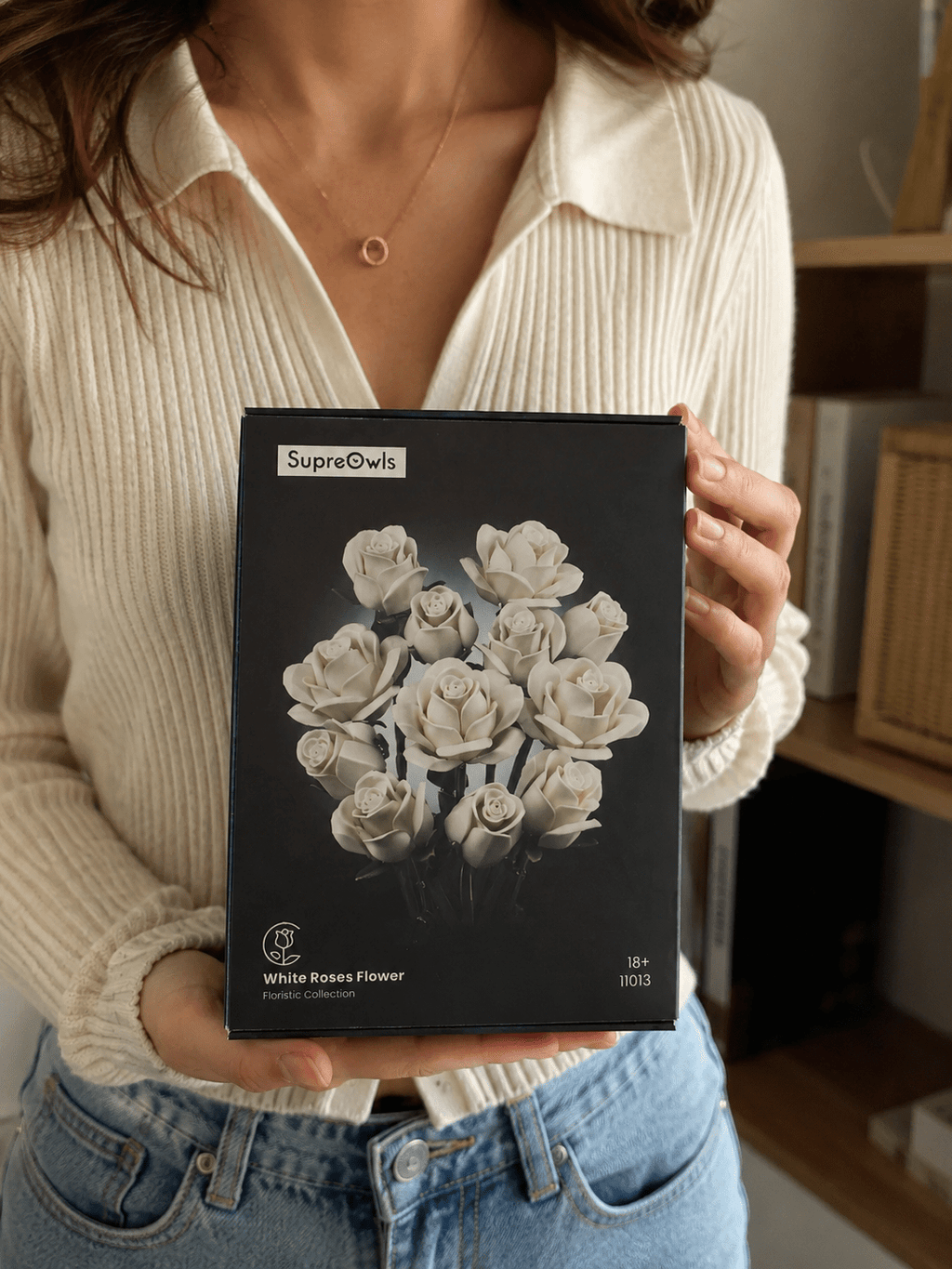 White Rose Bouquet Kit – close-up detail of white rose building blocks by Petaloo