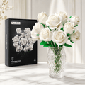 White Rose Bouquet Kit – 12 white roses DIY building blocks assembled by Petaloo