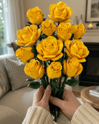 Yellow Rose Bouquet Kit – close-up detail of yellow rose building blocks by Petaloo