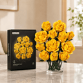 Yellow Rose Bouquet Kit – 12 yellow roses DIY building blocks assembled by Petaloo